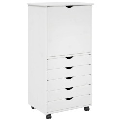 Cabinet roulant Blanc 53 x 39 x 103 cm Bois de Pin Massif 633256633256