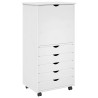 Cabinet roulant Blanc 53 x 39 x 103 cm Bois de Pin Massif 633256633256