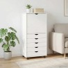 Cabinet roulant Blanc 53 x 39 x 103 cm Bois de Pin Massif 633256633256