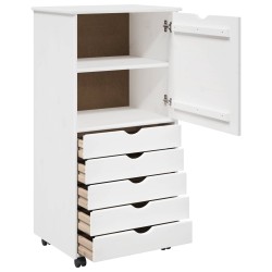 Cabinet roulant Blanc 53 x 39 x 103 cm Bois de Pin Massif 633256633256