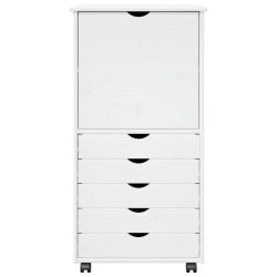 Cabinet roulant Blanc 53 x 39 x 103 cm Bois de Pin Massif 633256633256