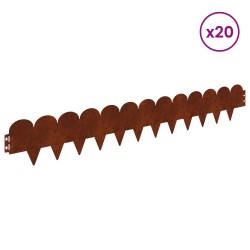 Bordure de Pelouse 20 pcs 103 x 15 cm Acier Rouillé 633272633272