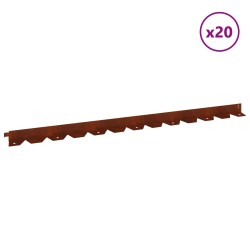 Bordure de Pelouse 20 pcs 102 x 4 x 4 cm Acier Rouillé 633273633273