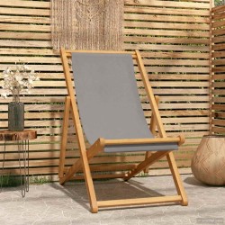 Chaise de plage Gris clair Bois de teck massif 633281633281