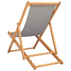 Chaise de plage Gris clair Bois de teck massif 633281633281