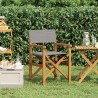 Chaise de directeur Marron et gris clair Bois de teck massif 633282633282