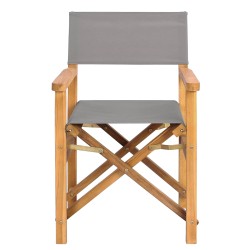Chaise de directeur Marron et gris clair Bois de teck massif 633282633282