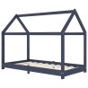 Cadre de lit d'enfant Gris Bois de pin massif 70x140 cm 633303633303