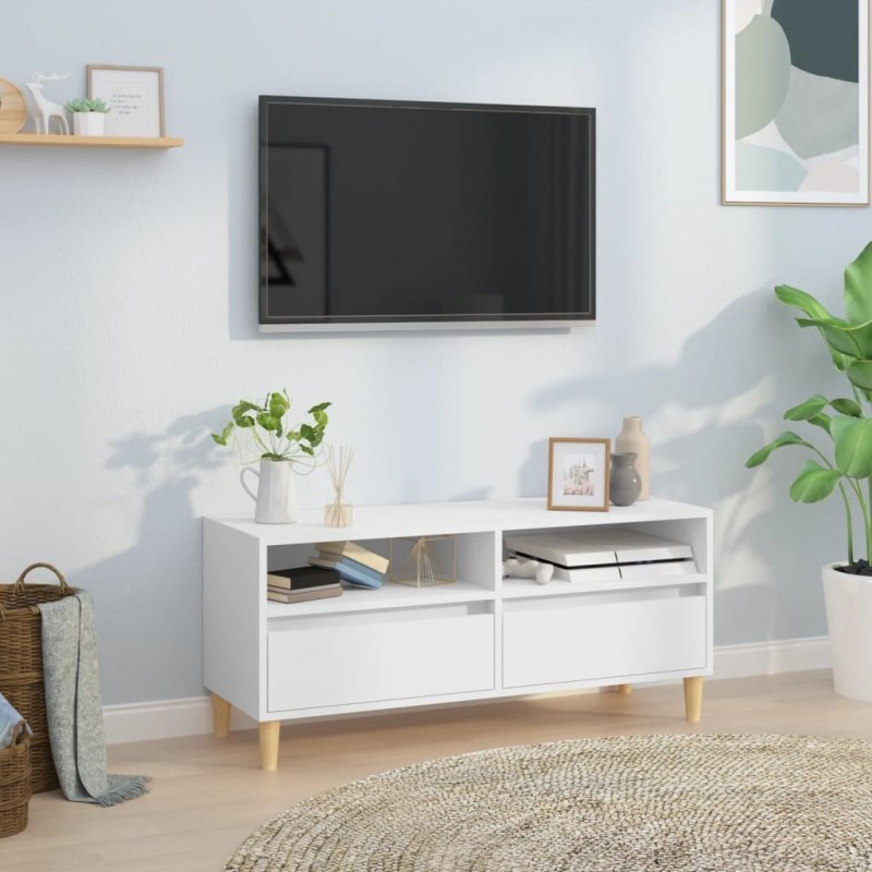 Meuble TV blanc 100x34,5x44,5 cm bois d'ingénierie 633305633305