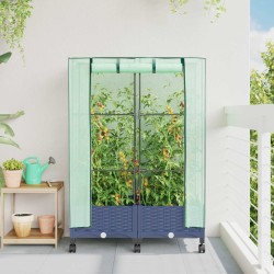 Jardinière de jardin avec couverture de serre et roues 2 pc PP 633324633324