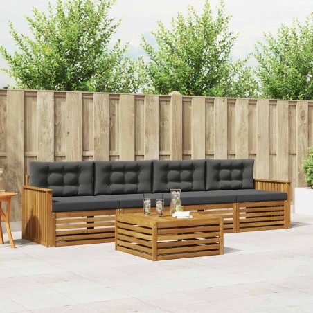 Ensemble de canapés d'extérieur 5 pcs Naturel et Anthracite 633325633325