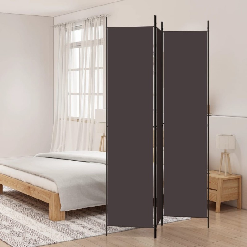 Cloison de séparation 3 panneaux Marron 150x220 cm Tissu 633329633329