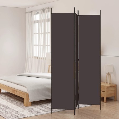 Cloison de séparation 3 panneaux Marron 150x220 cm Tissu 633329633329