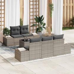 Ensemble de canapé de jardin avec coussin 6 pcs Gris polyrotin 633337633337