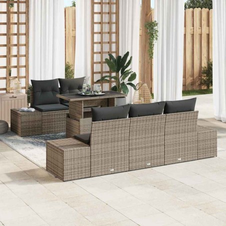 Ensemble de Canapés avec coussin 6 pcs Gris polyrotin 633338633338