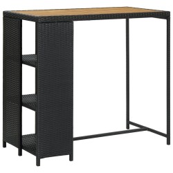 Table de bar avec rangement Noir 120x60x110 cm Résine tressée 633339633339