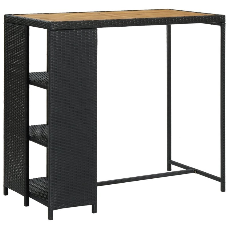Table de bar avec rangement Noir 120x60x110 cm Résine tressée 633339633339
