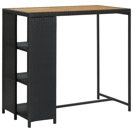 Table de bar avec rangement Noir 120x60x110 cm Résine tressée 633339633339