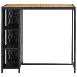 Table de bar avec rangement Noir 120x60x110 cm Résine tressée 633339633339