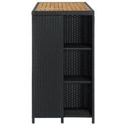 Table de bar avec rangement Noir 120x60x110 cm Résine tressée 633339633339
