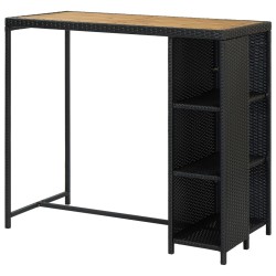 Table de bar avec rangement Noir 120x60x110 cm Résine tressée 633339633339