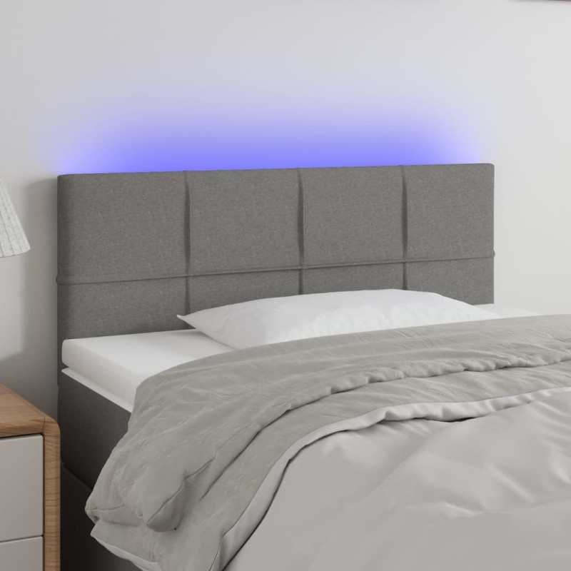 Tête de lit à LED Gris foncé 100x5x78/88 cm Tissu 633342633342