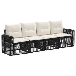 Ensemble de canapé de jardin 4 pcs Noir et blanc crème 633345633345