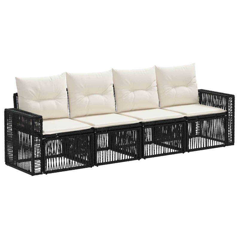 Ensemble de canapé de jardin 4 pcs Noir et blanc crème 633345633345