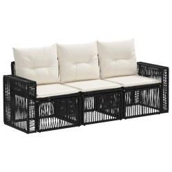 Ensemble de canapé de jardin 3 pcs Noir et blanc crème 633346633346