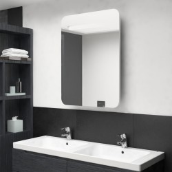 Armoire de salle de bain à miroir LED Blanc brillant 60x11x80cm 633349633349