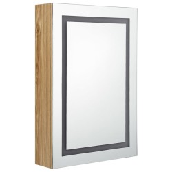 Armoire de salle de bain à miroir LED Chêne 50x13x70 cm 633355633355