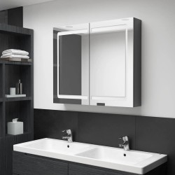 Armoire de salle de bain à miroir LED Gris brillant 80x12x68 cm 633356633356