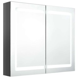 Armoire de salle de bain à miroir LED Gris brillant 80x12x68 cm 633356633356
