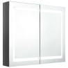 Armoire de salle de bain à miroir LED Gris brillant 80x12x68 cm 633356633356