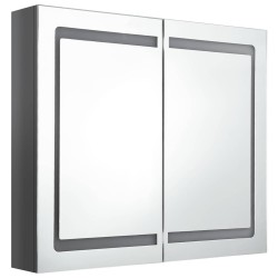 Armoire de salle de bain à miroir LED Gris brillant 80x12x68 cm 633356633356