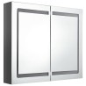 Armoire de salle de bain à miroir LED Gris brillant 80x12x68 cm 633356633356