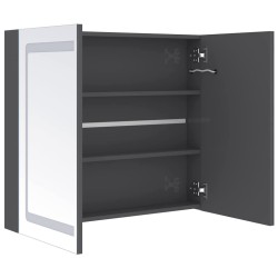 Armoire de salle de bain à miroir LED Gris brillant 80x12x68 cm 633356633356