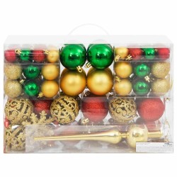 Ensemble de boules de Noël 112 pcs rouge vert doré polystyrène 633359633359
