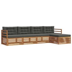 Ensemble de canapés d'extérieur 5 pcs Naturel et Anthracite 633362633362
