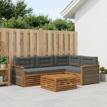 Ensemble de canapés d'extérieur 5 pcs Naturel et Anthracite 633363633363