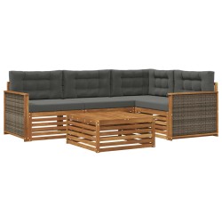 Ensemble de canapés d'extérieur 5 pcs Naturel et Anthracite 633363633363