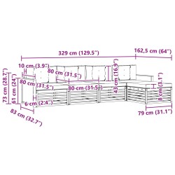 Ensemble de canapés d'extérieur 5 pcs Naturel et Anthracite 633364633364