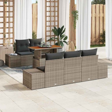 Ensemble de canapé de jardin 6 pc Gris et marron 633365633365