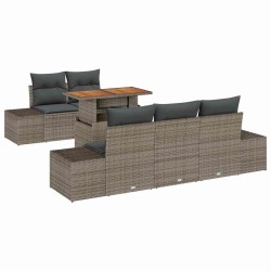 Ensemble de canapé de jardin 6 pc Gris et marron 633365633365