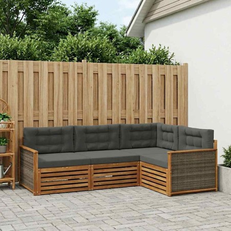 Ensemble de canapés d'extérieur 4 pcs Naturel et Anthracite 633367633367