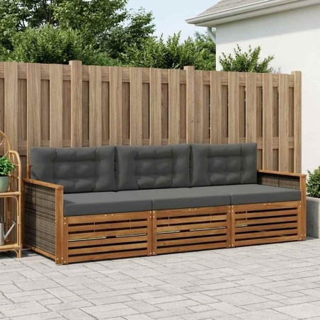 Ensemble de canapés d'extérieur 3 pcs Naturel et Anthracite 633369633369