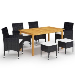 Ensemble à manger de jardin 7 pcs Noir 633372633372