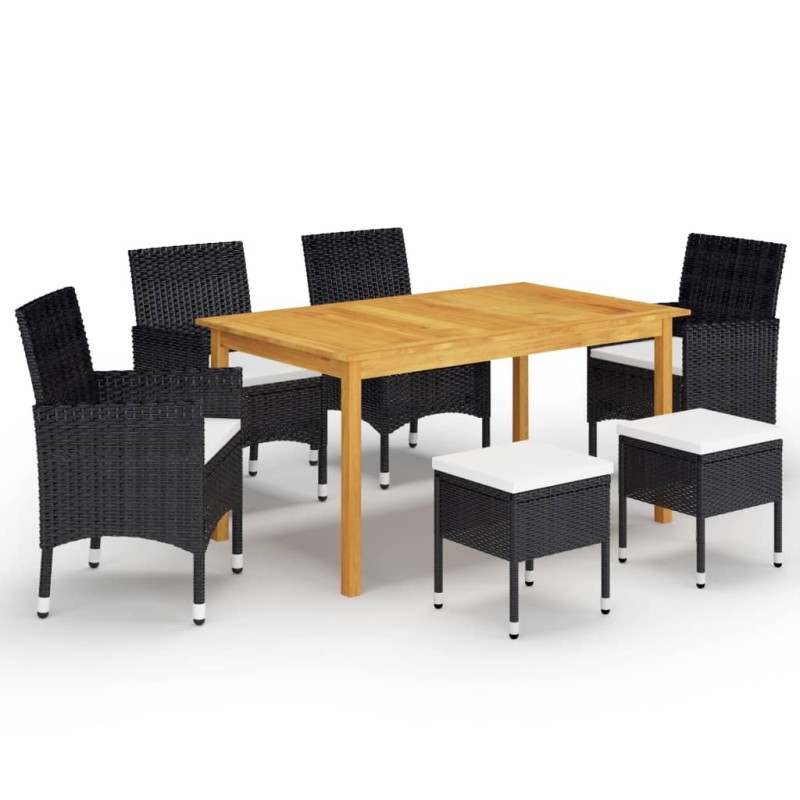 Ensemble à manger de jardin 7 pcs Noir 633372633372