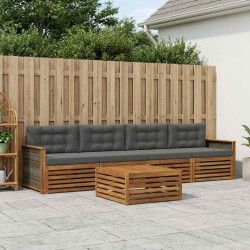 Ensemble de canapés d'extérieur 5 pcs Naturel et Anthracite 633378633378