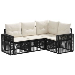 Ensemble de canapé de jardin 4 pcs Noir et blanc crème 633381633381